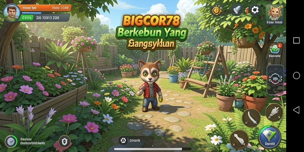 Tampilan gameplay seru dari BIGCOR78 saat mengelola kebun.
