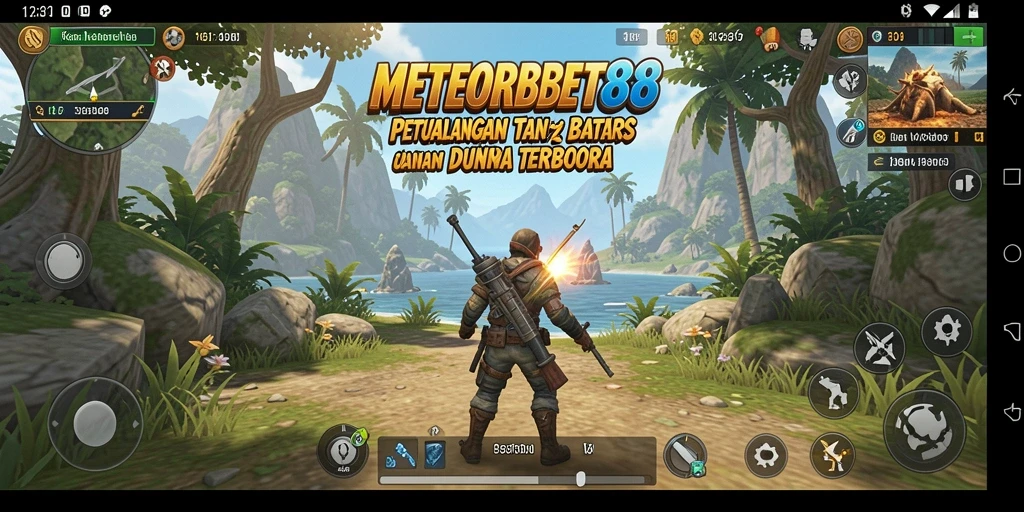 Screenshot METEORBET88 menampilkan momen petualangan di dunia terbuka.