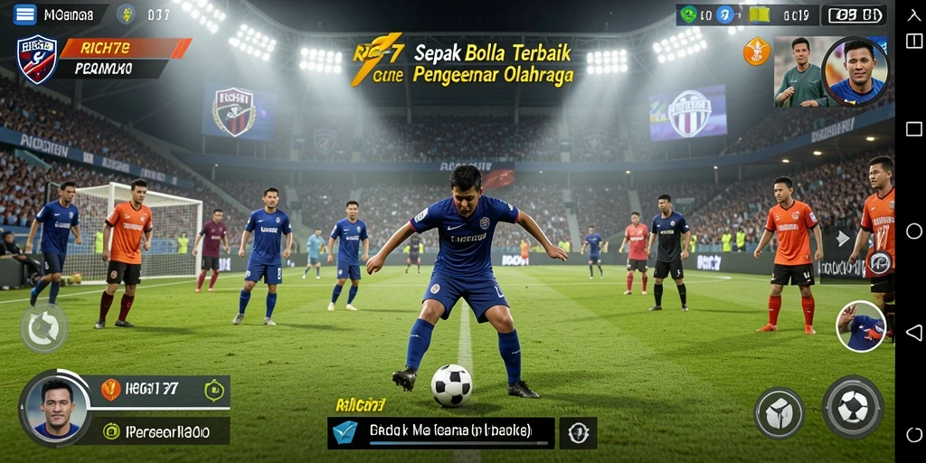 Tampilan gameplay RICH7 yang menarik dengan aksi sepak bola seru.